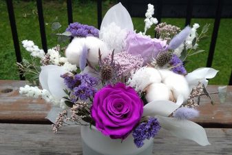 Purple and lavender preserved flowers