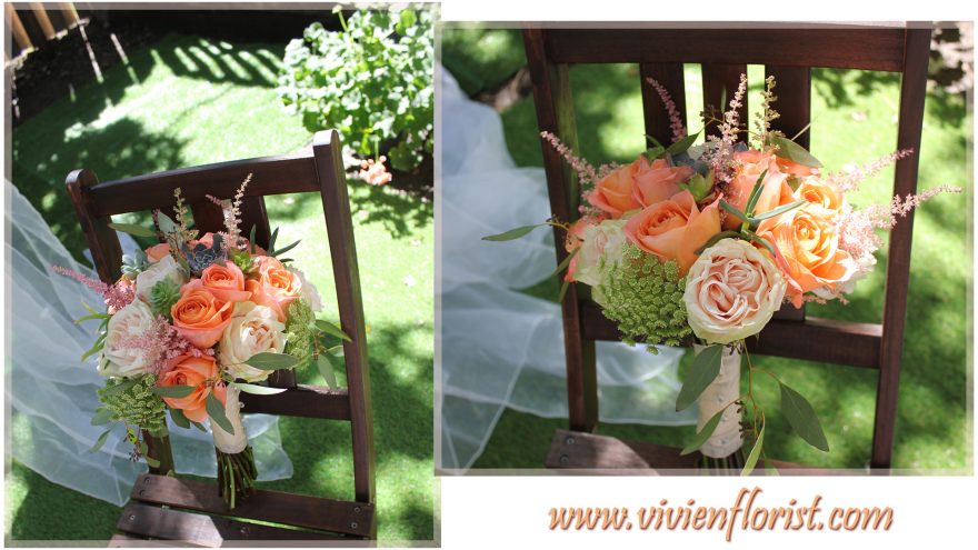 Peach and Coral Natural Wedding bouquet