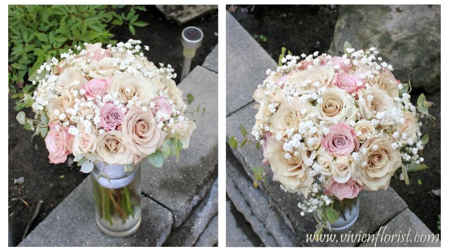 Classic yet trendy roses bridal bouquet in Montreal