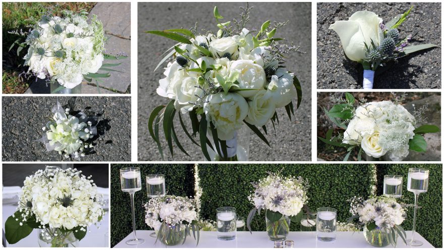 Garden looking white and green bridal bouquet in Montreal