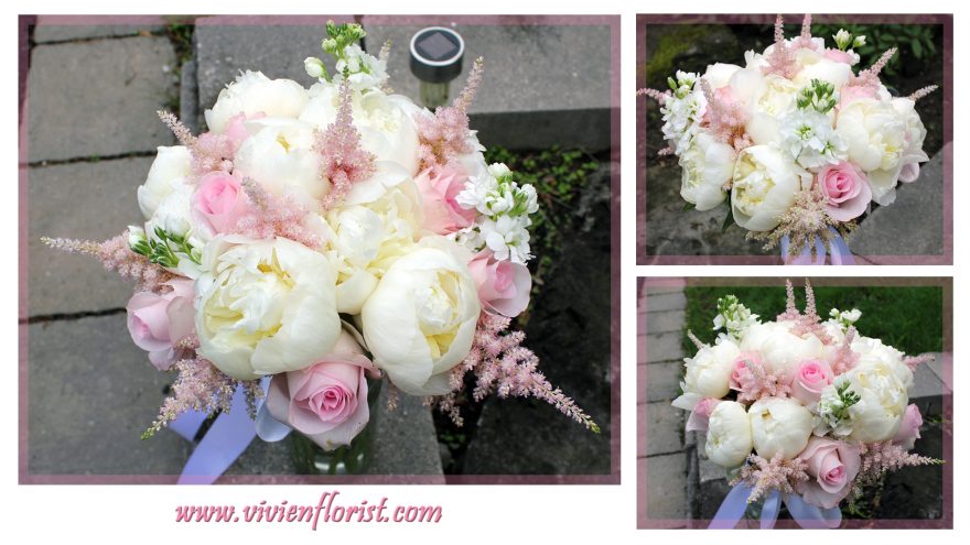 Luxurious peonies and astilbes bouquet in Montreal