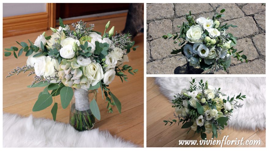 Natural White and Green Succulent Bridal Bouquet